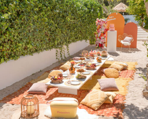 Hippy picnic setting Ibiza