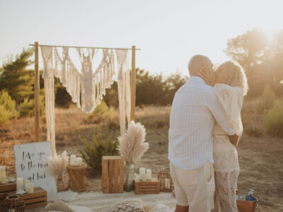 Luxury wedding proposal picnic with Es Vedra view in Ibiza