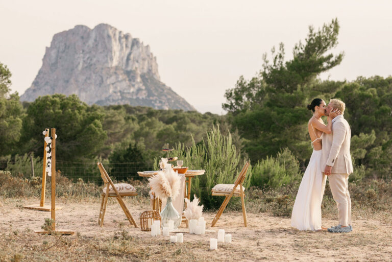 private romantic dinner table with Es Vedra view in Ibiza